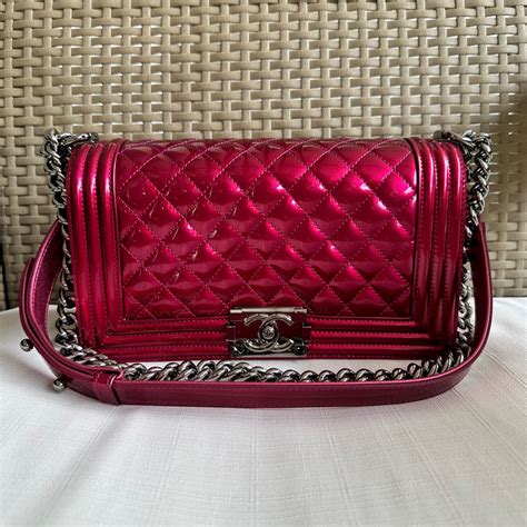 chanel boy metallic pink